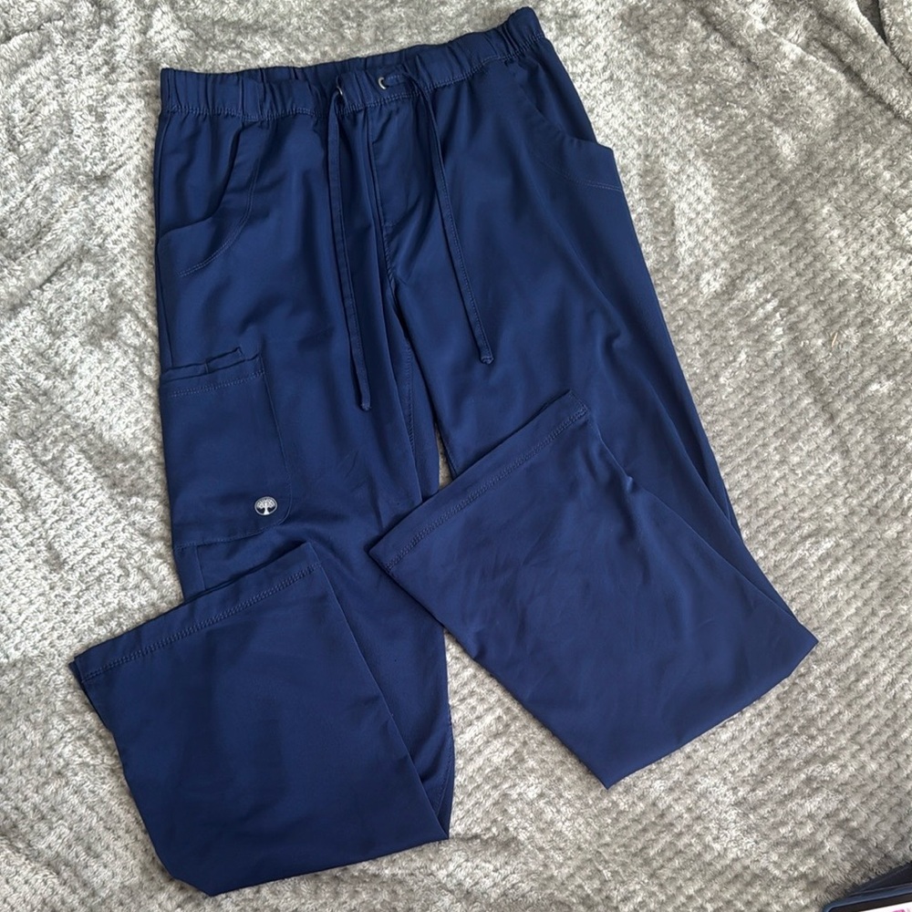 Healing Hands scrub pants Women  M navy pockets elastic waist draw string